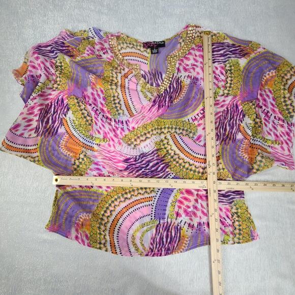 Peck & Peck women's funky dopamine blouse sheer paisley pink Size XL cover up - Picture 5 of 8